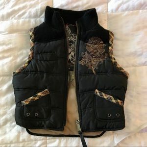Miss Me Puffy Embroidered Vest Size Small